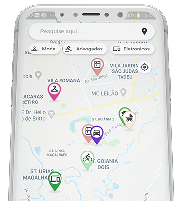 mapa da app de classificados aqui anuncios