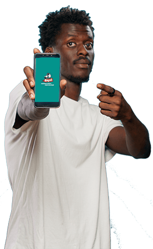 Homem feliz usando a app de classificados